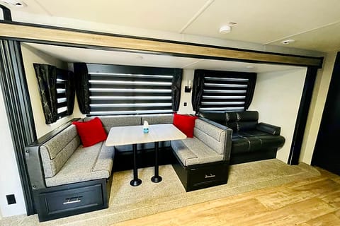 Dinette and sofa convert into extra beds