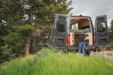 Cargo area with gear storage under the bed.