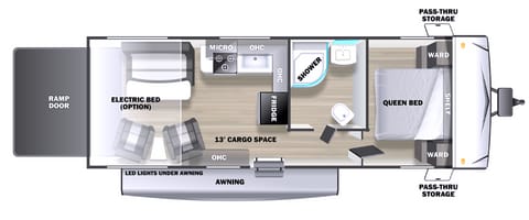 Here is the floorplan. We do have the electrical bed in our trailer.