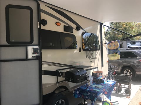 A set up at a campsite. 