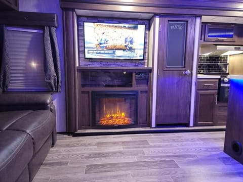 Fireplace and Smart  t.v. area