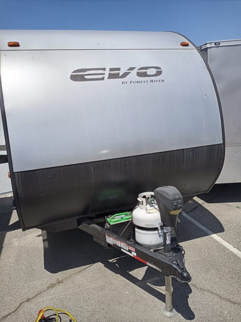 Outside of trailer, propane tank included. 