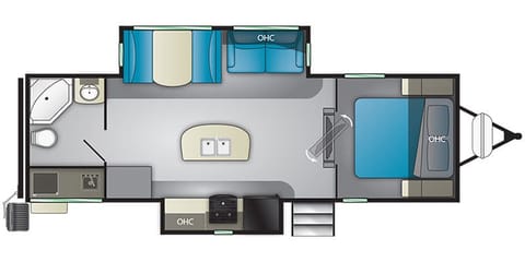 27ft Camping Trailer - Front master queen bed, double opposing slides. Towable trailer in Hemet