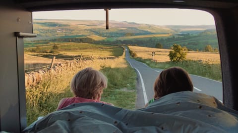 Admiring the view from the backdoor of the camp van