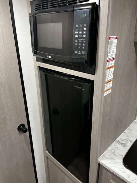 Microwave and fridge