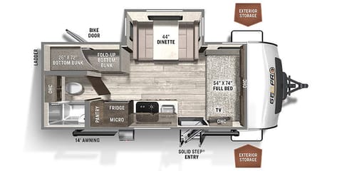 Modern, Light, and Spacious: 2021 Geo Pro Travel Trailer with Slide & Bunks Towable trailer in Salem