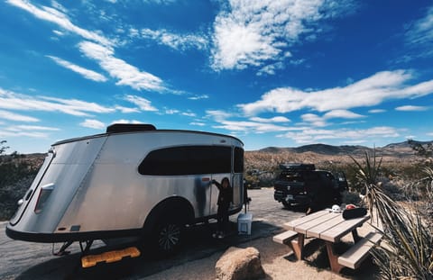 Fully stocked adventure trailer at Joshua Tree. Generator and Starlink available for add-ons so you have A/C & WiFi while boondocking