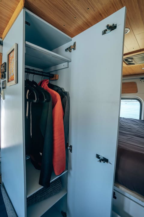 The Aspen campervan comes with a full closet!  Tons of storage to make your trip fantastic.