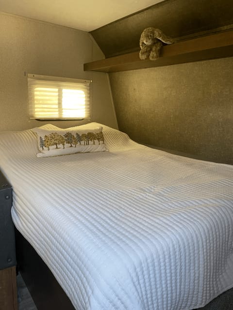 Full size bed with premium memory foam mattress for added comfort, all linen included.