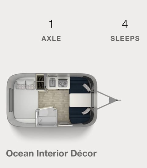 Front dinette converts easily to a 2nd bed, to accommodate 4 people. 