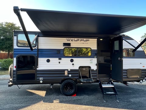 View from the outside with outside fridge