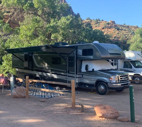 Set-up at Mount Zion National Park on the banks of the Virgin River.