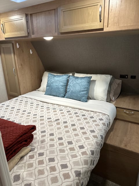 Queen size bed located towards the front of the Trailer. Sleeps 2 comfortably