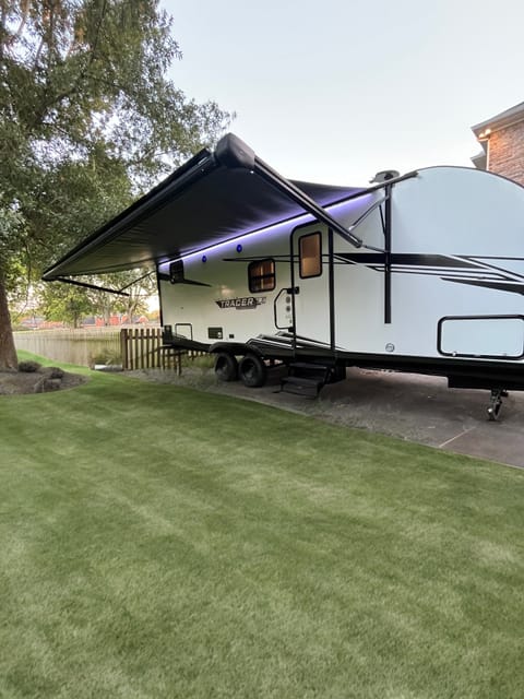 19 foot power awning with LED lights strip