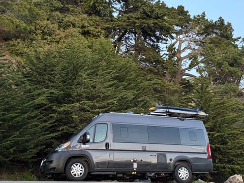 Use the roof rack to strap surfboards, snowboards, or any other adventure gear you want to bring along for the trip!