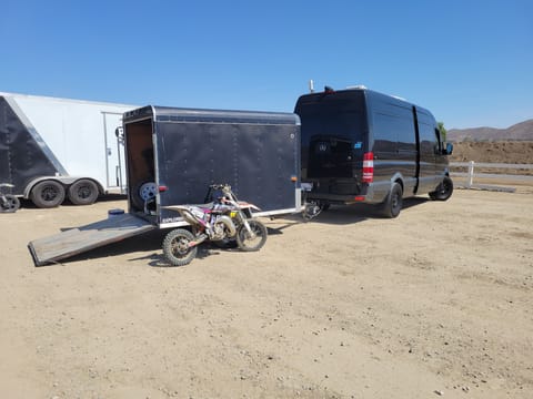 Matching trailer for additional storage of Motorcycles, bikes , Art or Band equipment. Really helps maximize interior living space. (Additional Cost).