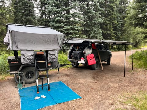 We regularly cook from the back of the 4Runner. The extended hitch helps with navigating trails and giving ample room to reach the trunk.