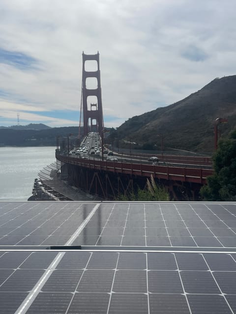 rooftop deck; taking in the moody bay area weather at the Golden Gate bridge (solar panels visible as well!)