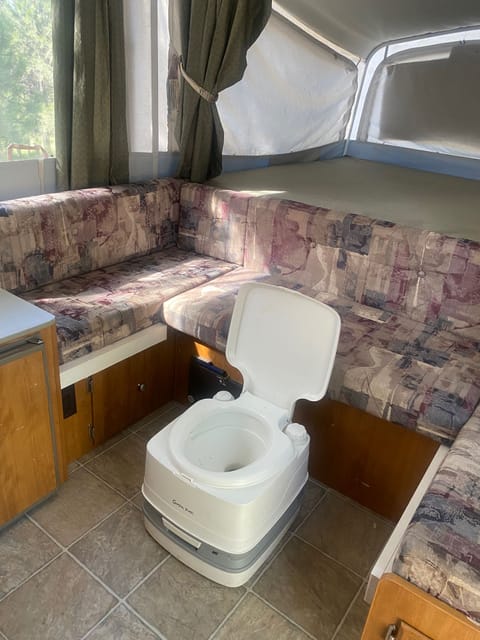 The cassette toilet that is available to guests ONLY if they are willing to empty and clean before returning. 