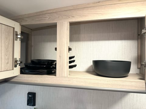 Pots and pans that come with the unit. 