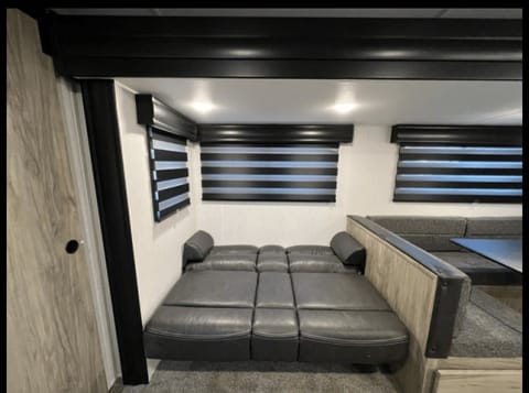 This Sofa folds into a bed where it can sleep a Max of 1 adult or 2 kids! #CampingProductions