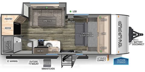 Floorplan showing versatile layout.