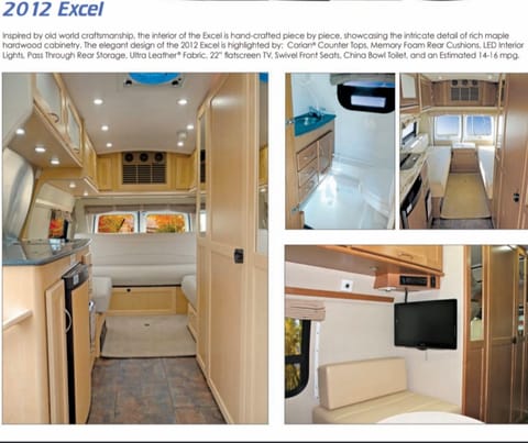 Leather seats and wood cabinets/accents
TV and CD/dvd player