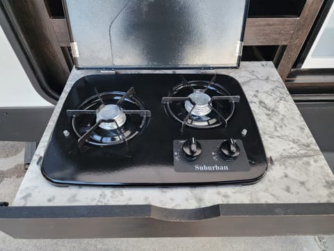 Outdoor Cooktop. Great for cooking bacon or other spicy foods! ;) 
