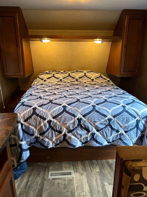 Full size bed with new upgraded luxury memory foam mattress.