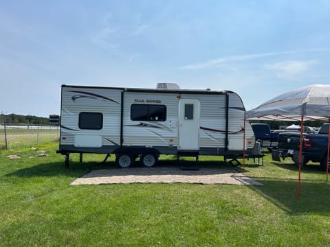 Patio mat and 10x10 Canopy included. Awning is available but canopy is recommended. 