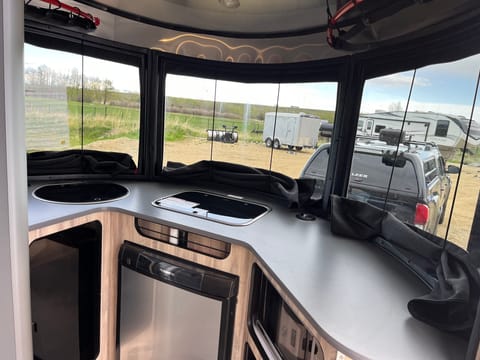 Excellent view from front of trailer while cooking your favorite meals!