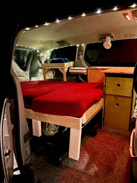 Sleeping mood-Sofa cum bed in bed position with lights, fan