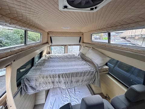 2 beds that can sleep 4 total! Shorter friends on top bed and taller can go on bottom!