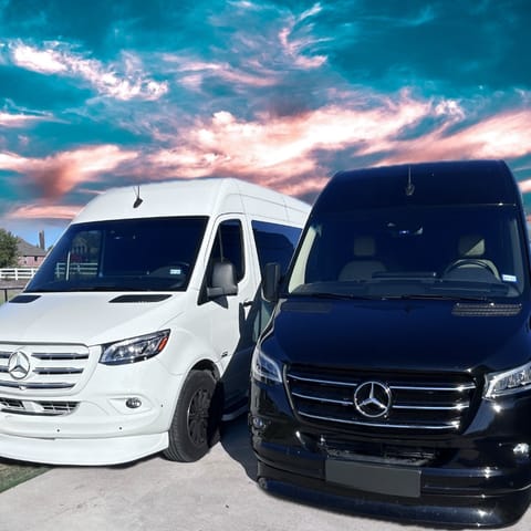 Ask us about our Black Luxury Coach! It's a 10 Passenger Sprinter Van available in tandem to the 8 Passenger Luxe for taking the entire family!