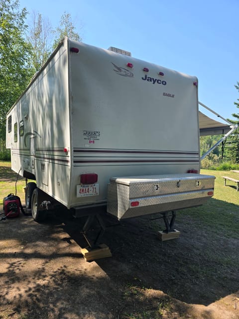 Back of trailer with storage box