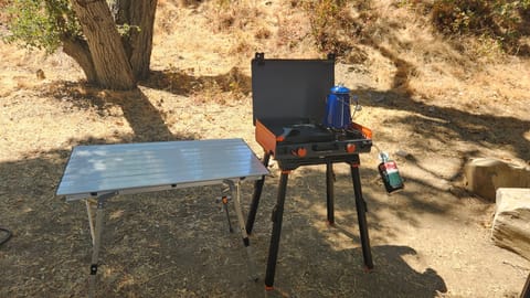 14in Blackstone Griddle with Side Burner and 20in x 35in Adjustable Side Table. See add-ons 