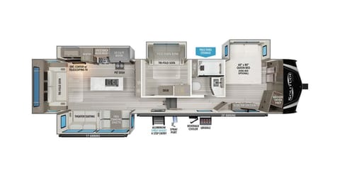 We have the king bed option in the primary bedroom and two individual reclining seats in the living room.