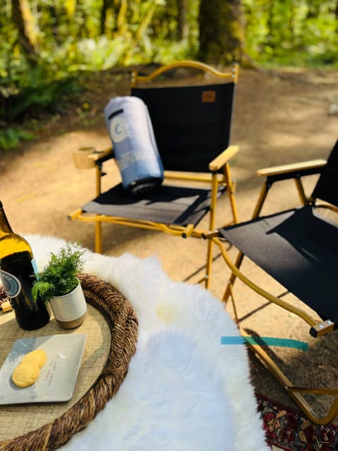 Easy folding chairs with Rumple throws for campfire nights 