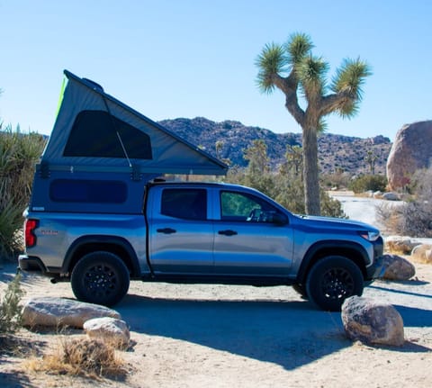 Chevrolet Colorado truck camper with Topo Toppers canopy in Joshua Tree, California.