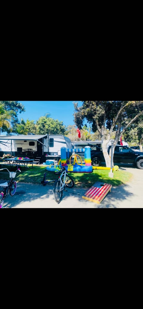 Camping on the bay, bring your bouncer for the kids!