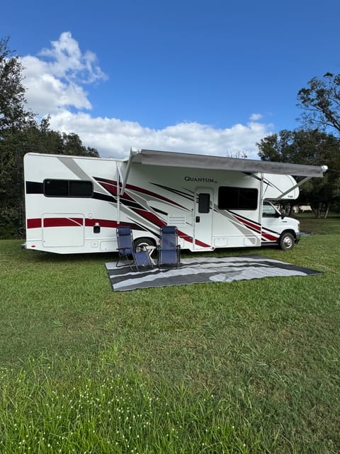 16' awning with LED lights. Full RV carpet, chairs and small table free of charge!