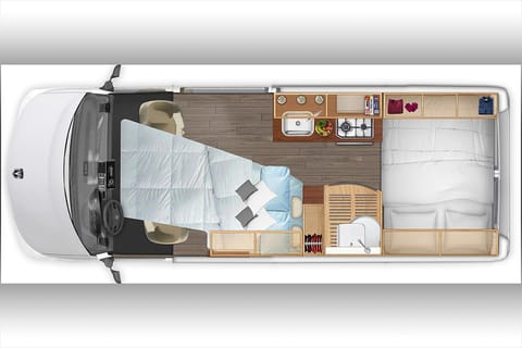 Night time layout with optional front bed.