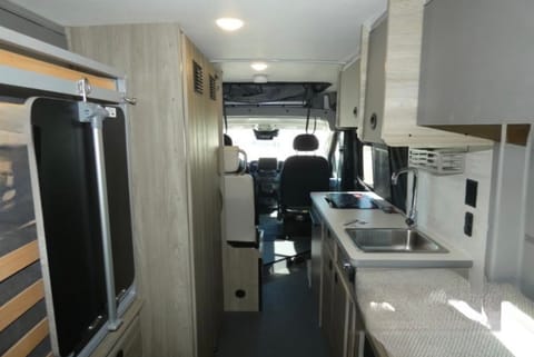 View from back of van looking to front