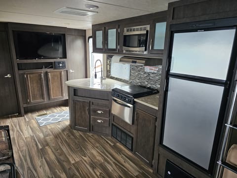 Kitchen and entertainment center