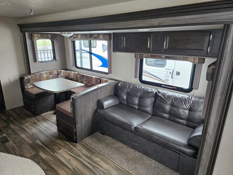 Dinette and sofa sleeper in slideout