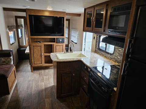 Kitchen and entertainment center