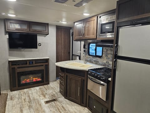 Kitchen and entertainment center