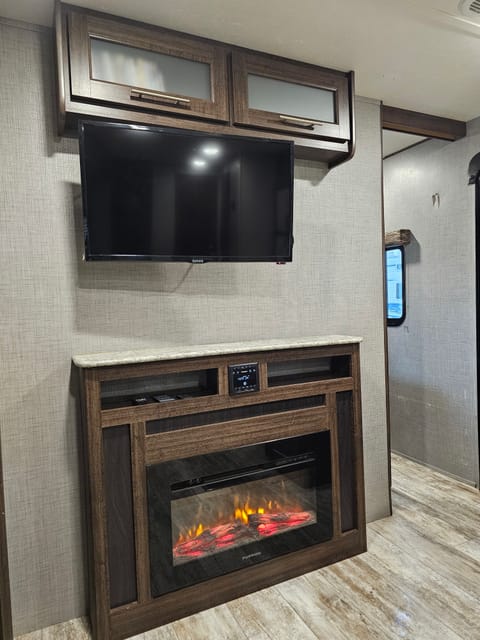 Fireplace and entertainment center