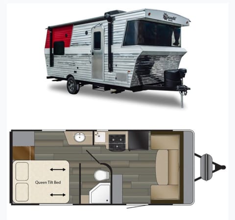 Retro Explorer - 22 ft travel trailer, Sleeps 4 with private bedroom Towable trailer in Spokane Valley