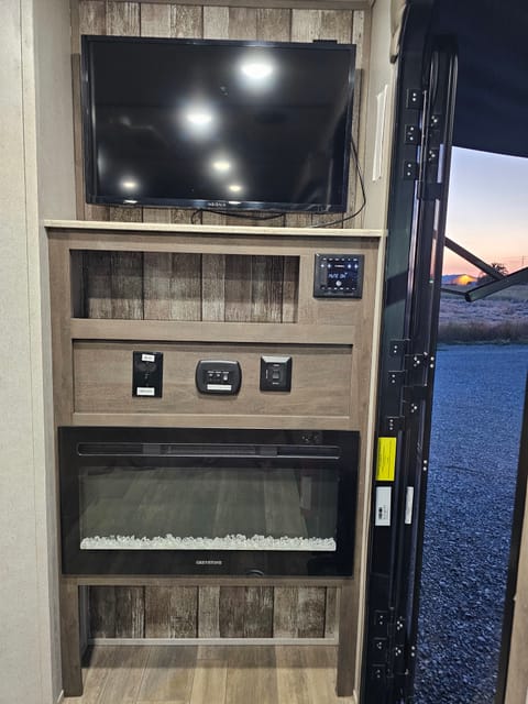 Entertainment center and fireplace